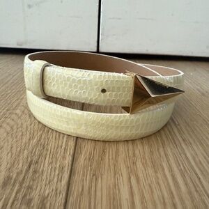 Scanlan Theodore | Snakeskin Triangle Trim Belt | Cream | Sz Small